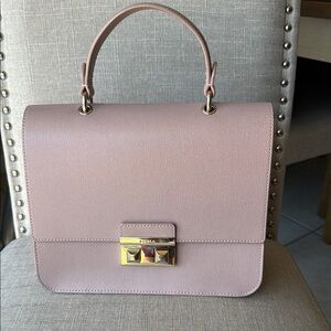 Furla Pink Satchel with Gold Clasp and Top Handle